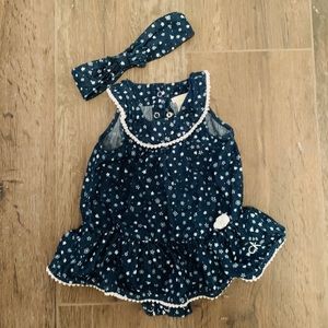 Baby girl 12m Calvin Klein Romper with headband